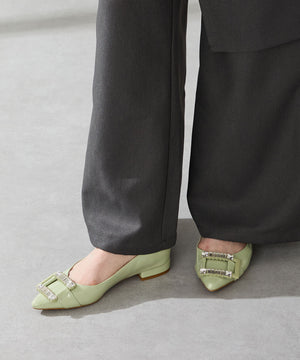 ビジューバックルフラットパンプス/56101