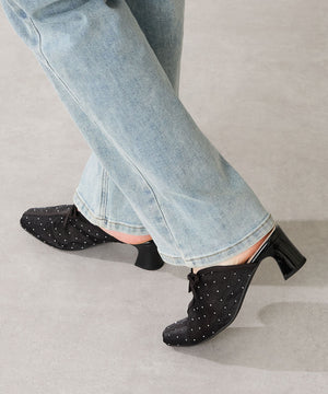 ラインストーンチュールミュールパンプス/56103