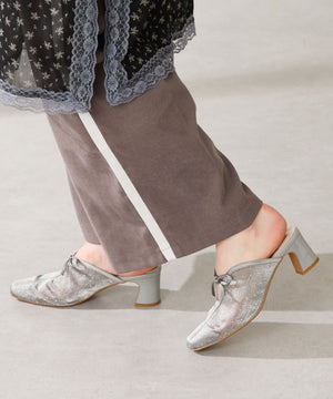 ラインストーンチュールミュールパンプス/56103