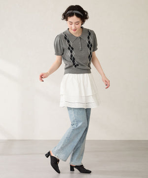 ラインストーンチュールミュールパンプス/56103