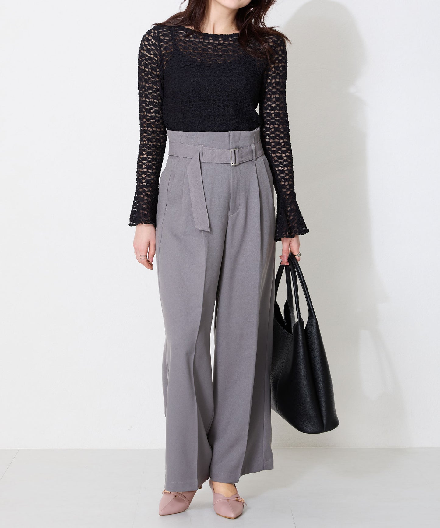 【WEB限定】ベルトデザインスリットヒールパンプス/56104