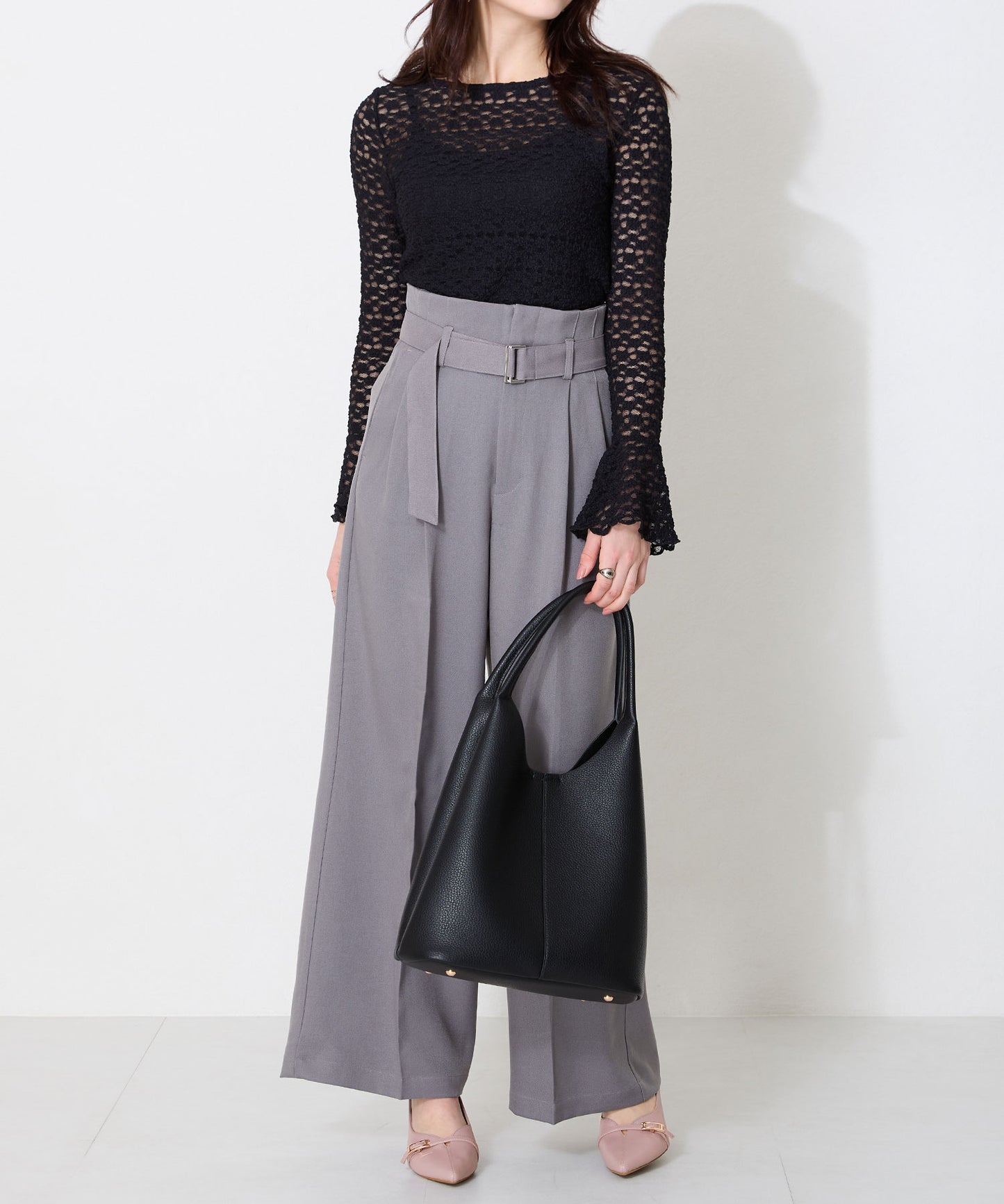 【WEB限定】ベルトデザインスリットヒールパンプス/56104