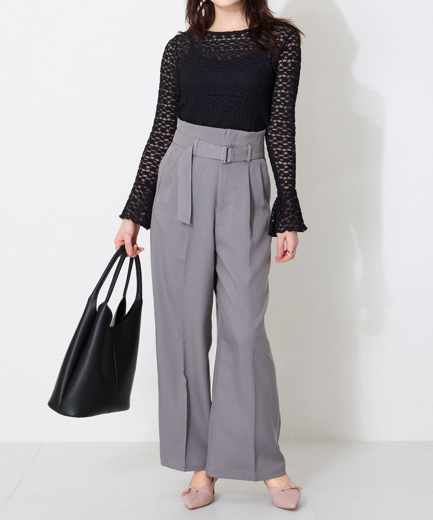 【WEB限定】ベルトデザインスリットヒールパンプス/56104