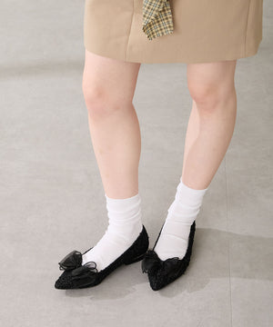 チュールリボンツイードパンプス/56106