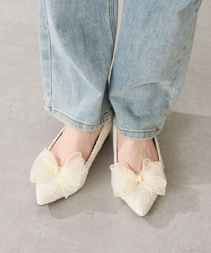 チュールリボンツイードパンプス/56106