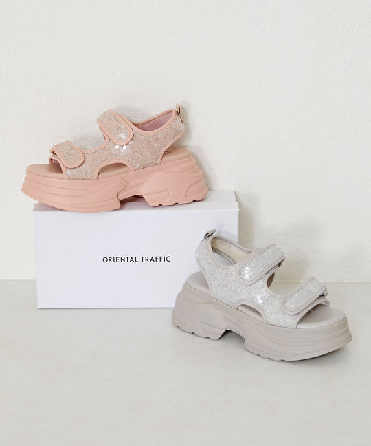 スパンコール厚底サンダル/56203