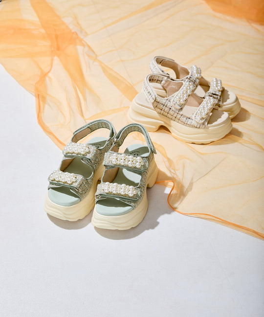 パールストラップ厚底サンダル/56206