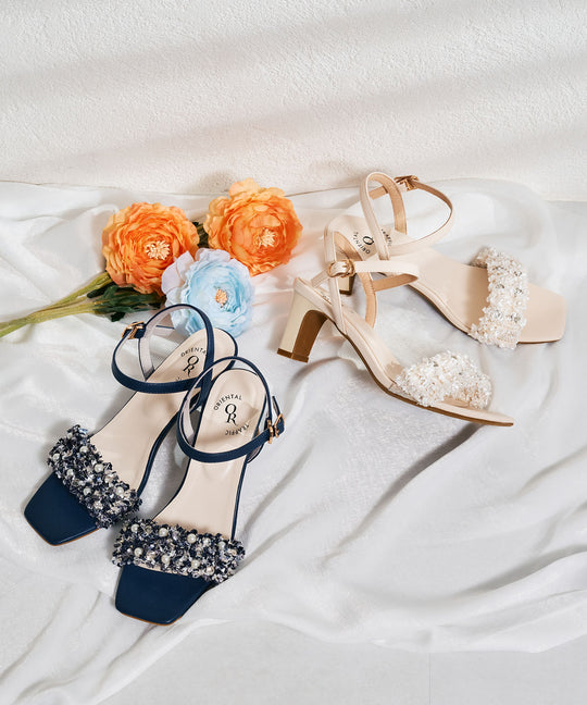 【WEB限定】ツイード×パールベルトヒールサンダル/56215