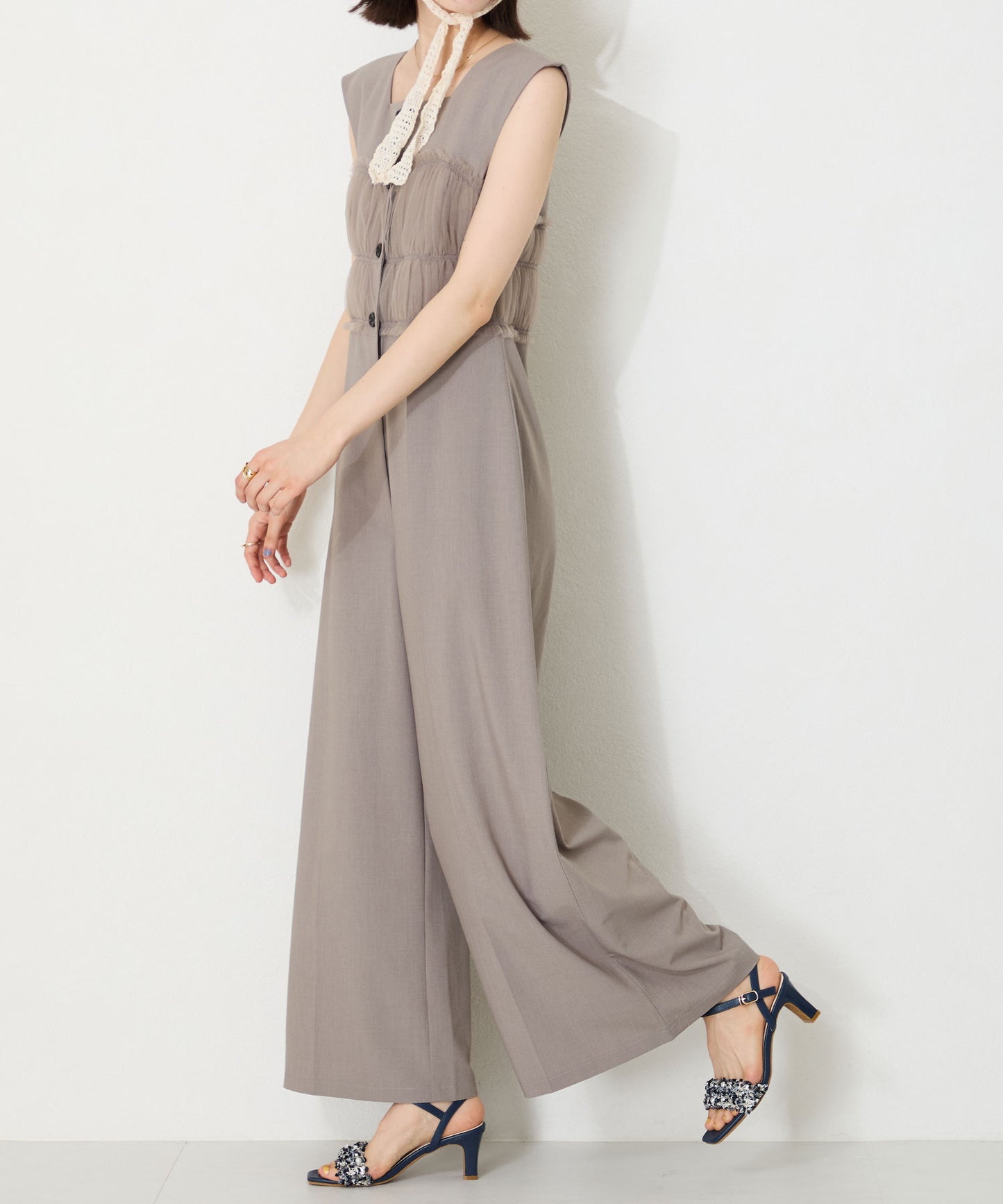 【WEB限定】ツイード×パールベルトヒールサンダル/56215