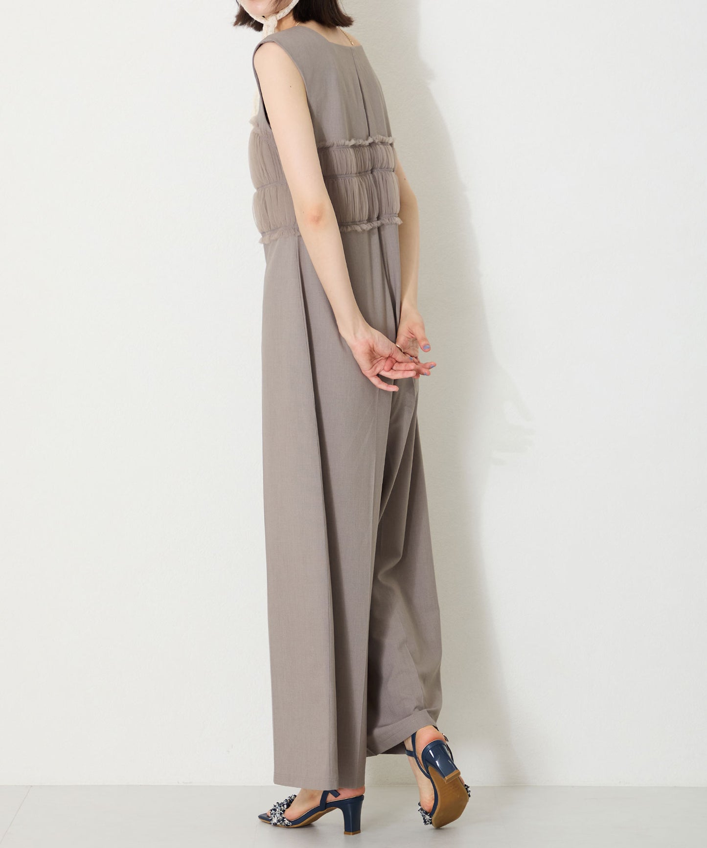 【WEB限定】ツイード×パールベルトヒールサンダル/56215