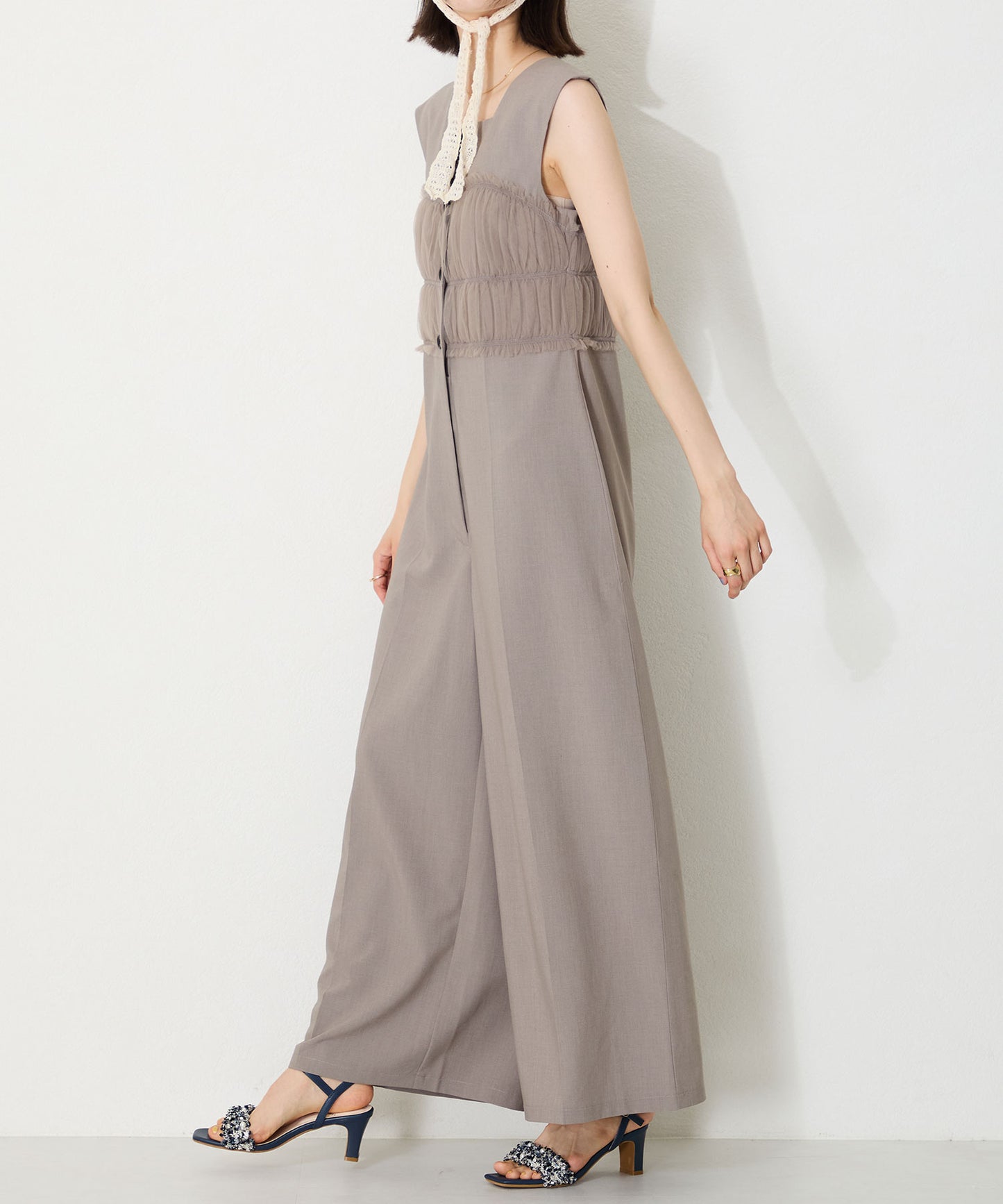 【WEB限定】ツイード×パールベルトヒールサンダル/56215