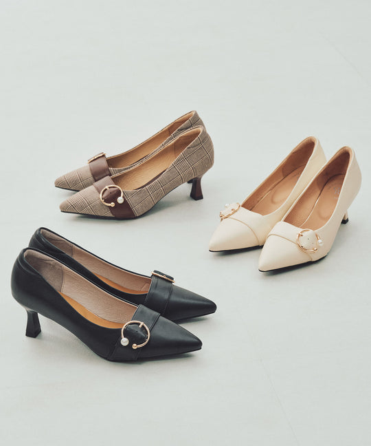 【カタログ掲載アイテム】サークルモチーフポインテッドトゥパンプス/56303