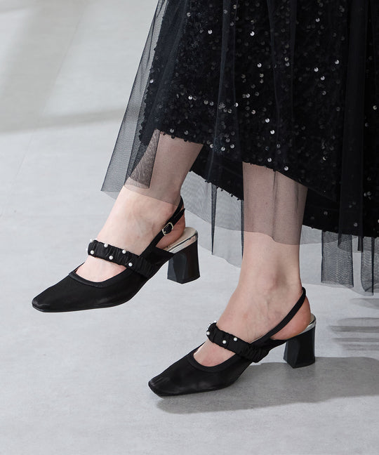 【カタログ掲載アイテム】パール×シアーバックストラップパンプス/56309