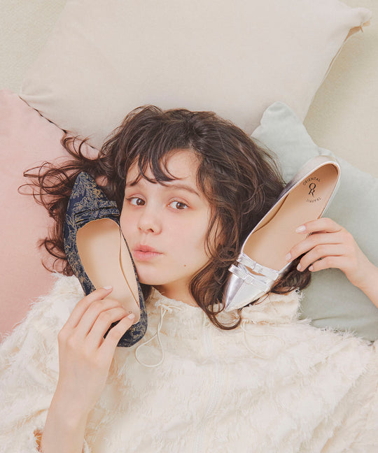 【カタログ掲載アイテム】スクエアリボンポインテッドトゥパンプス/56314