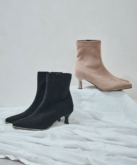 メタリックラインヒールブーツ/56403