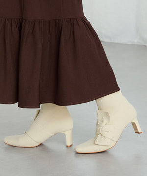 パールリボンニットブーツ/56405