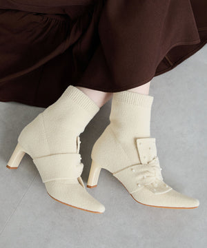 パールリボンニットブーツ/56405