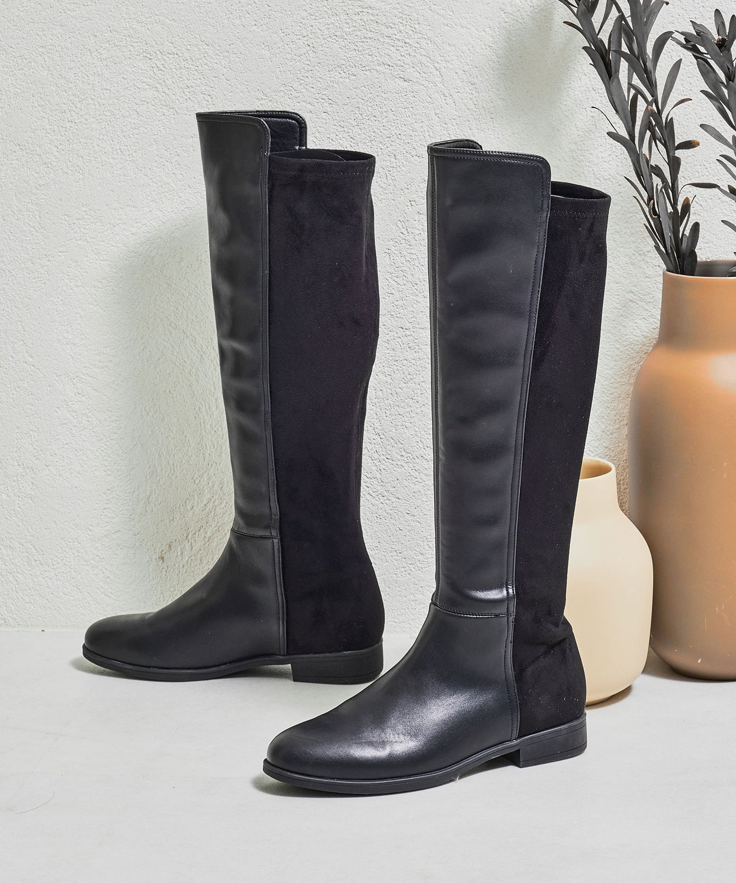 コンビ素材ストレートロングブーツ/57501