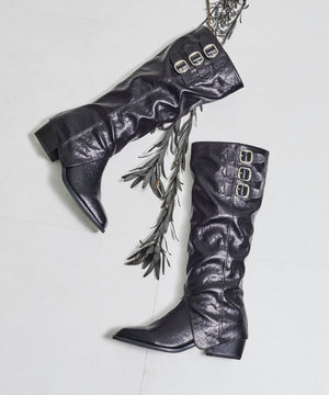 サイドバックルウエスタン風ロングブーツ/57507