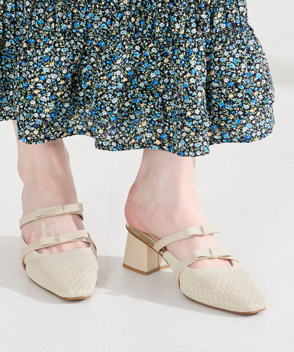 ダブルリボンニットミュールパンプス/61111