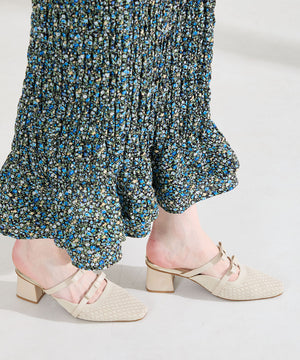 ダブルリボンニットミュールパンプス/61111