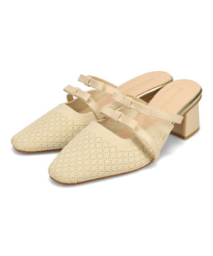 ダブルリボンニットミュールパンプス/61111