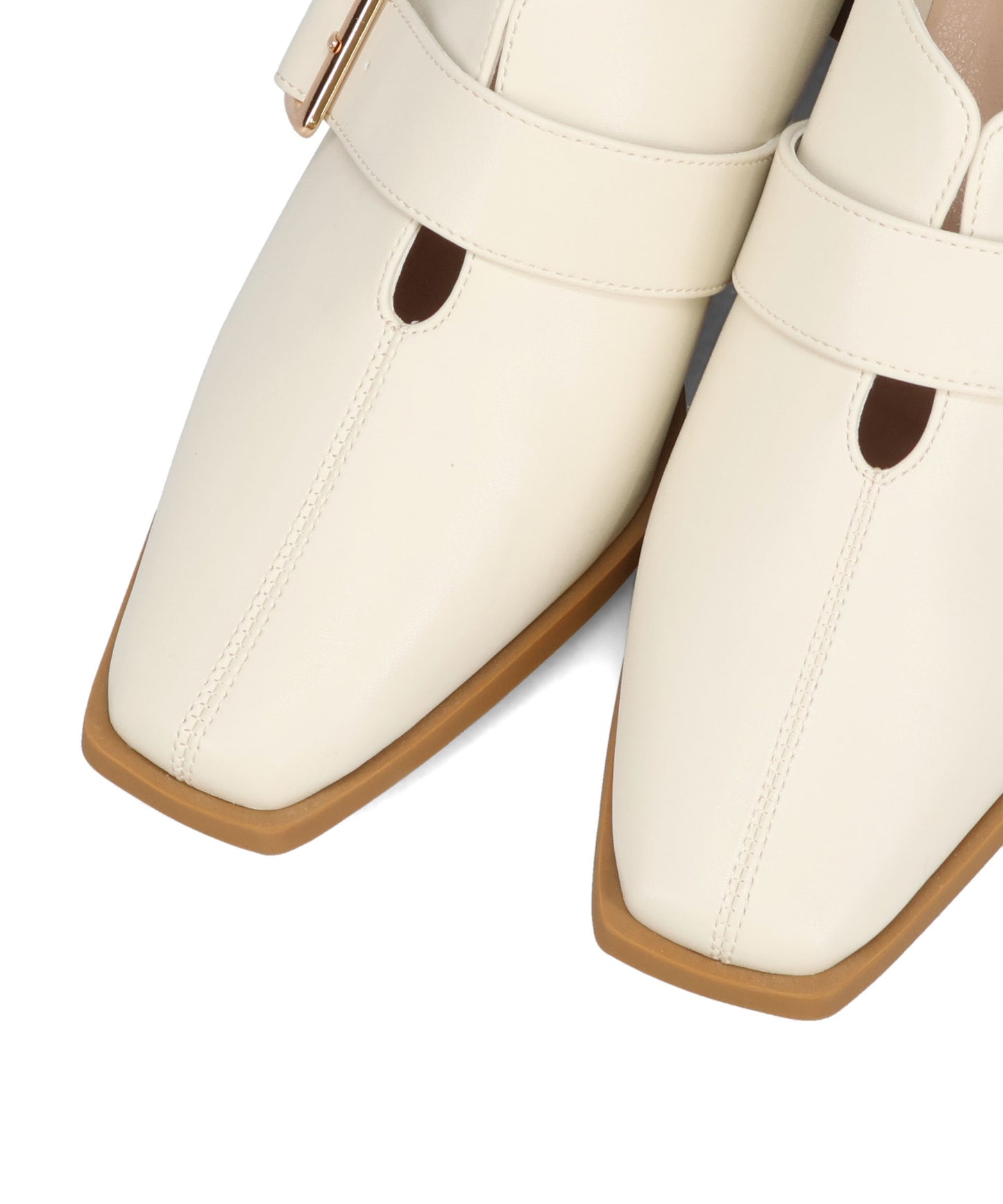 ウッドヒールベルトパンプス/61113