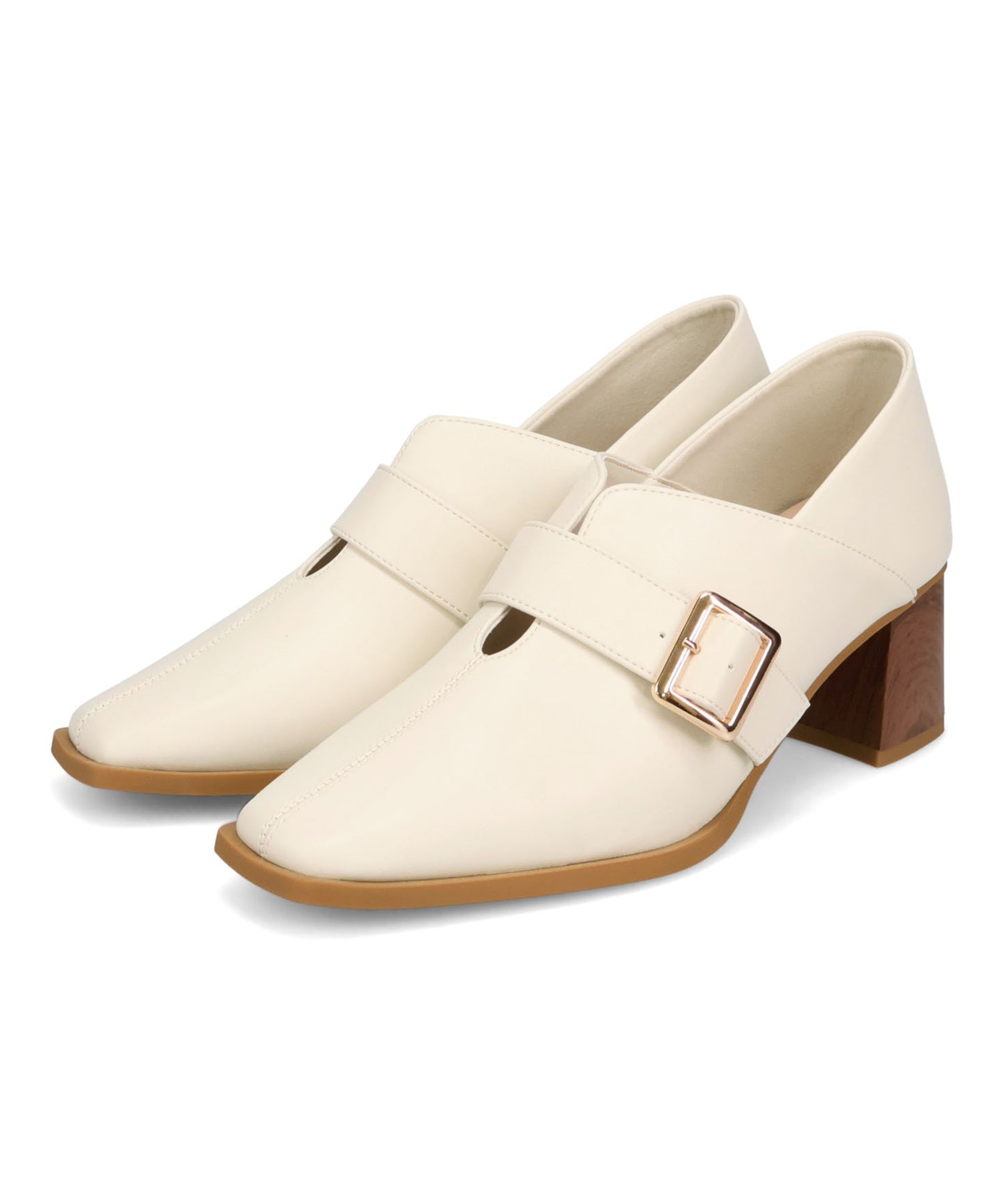 ウッドヒールベルトパンプス/61113