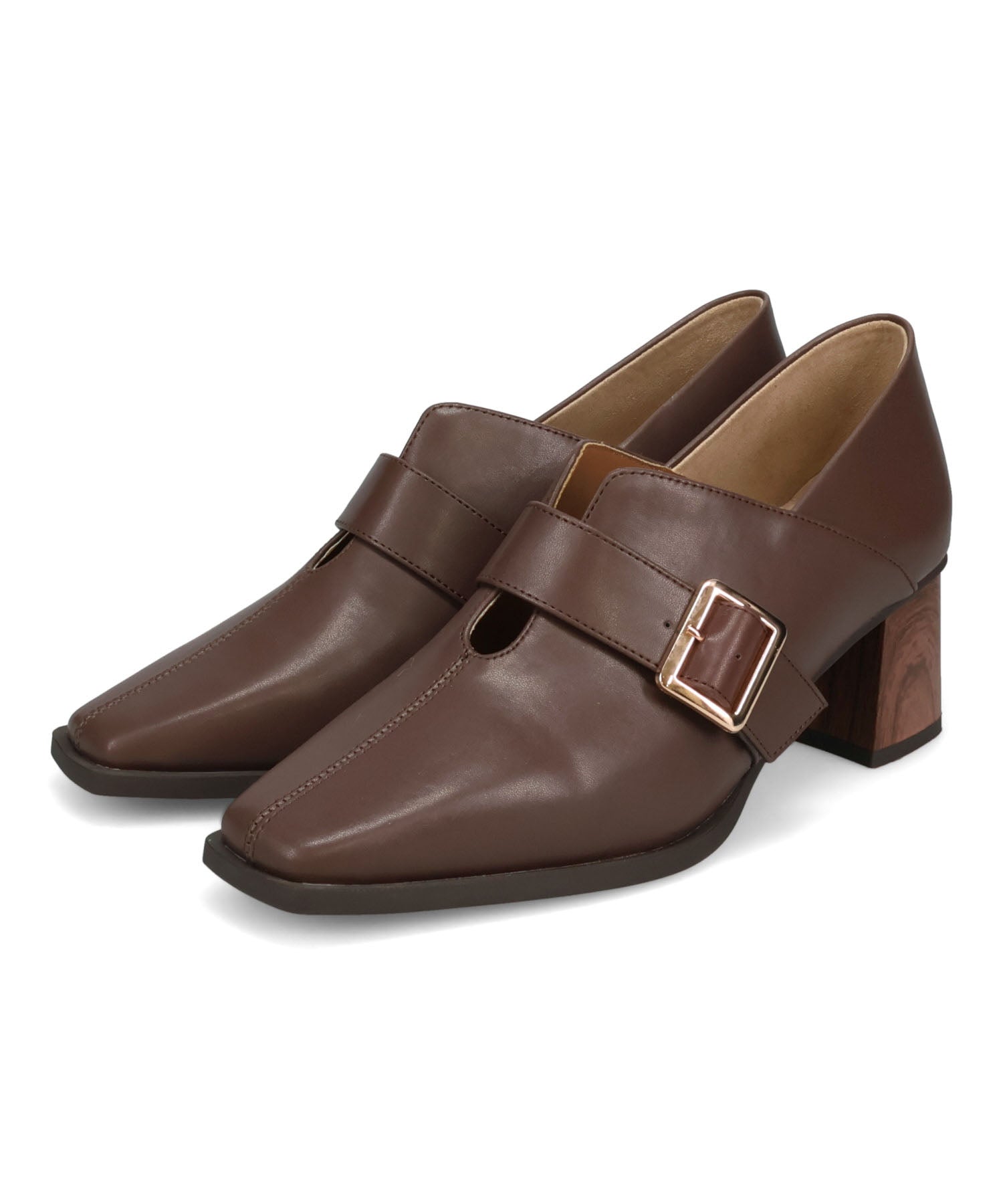 WEB先行予約/2月中旬発売予定】ウッドヒールベルトパンプス/61113