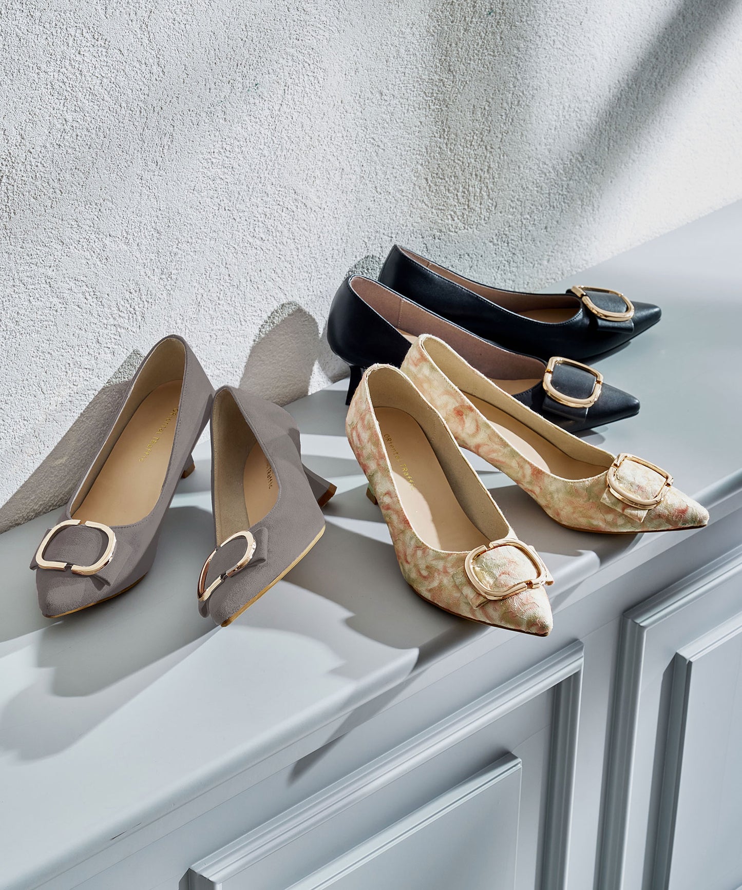 変形リボンモチーフヒールパンプス/61117