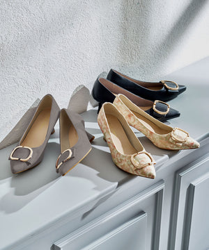 変形リボンモチーフヒールパンプス/61117