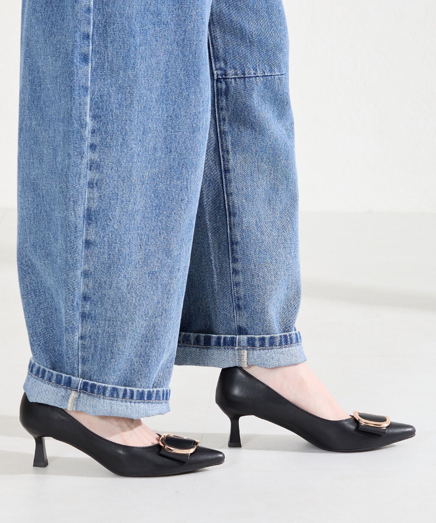 変形リボンモチーフヒールパンプス/61117