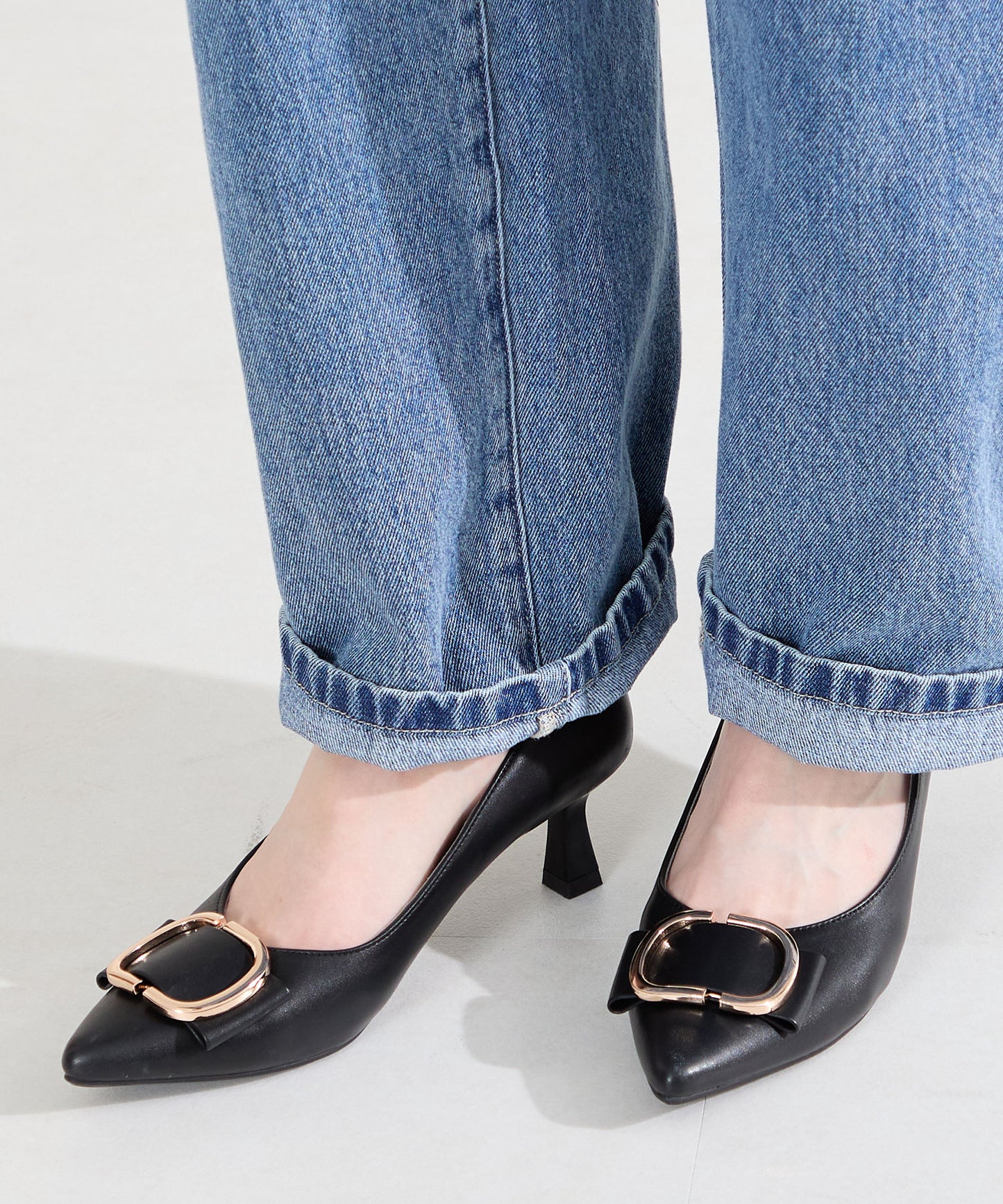 変形リボンモチーフヒールパンプス/61117