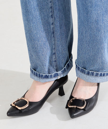 変形リボンモチーフヒールパンプス/61117