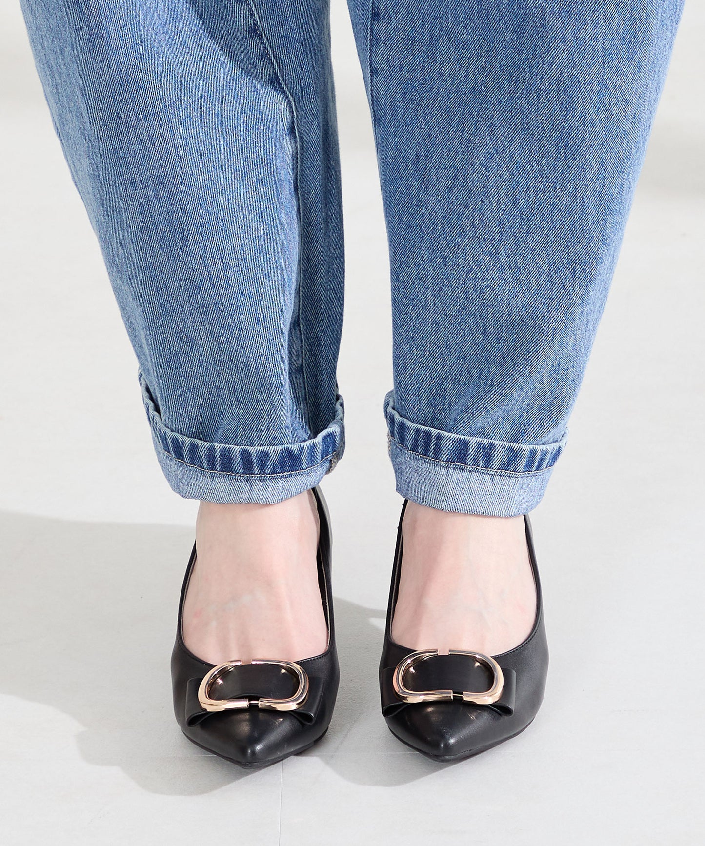 変形リボンモチーフヒールパンプス/61117