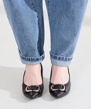 変形リボンモチーフヒールパンプス/61117