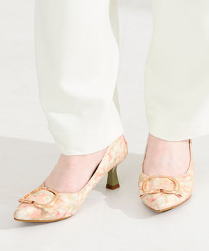 変形リボンモチーフヒールパンプス/61117