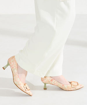 変形リボンモチーフヒールパンプス/61117