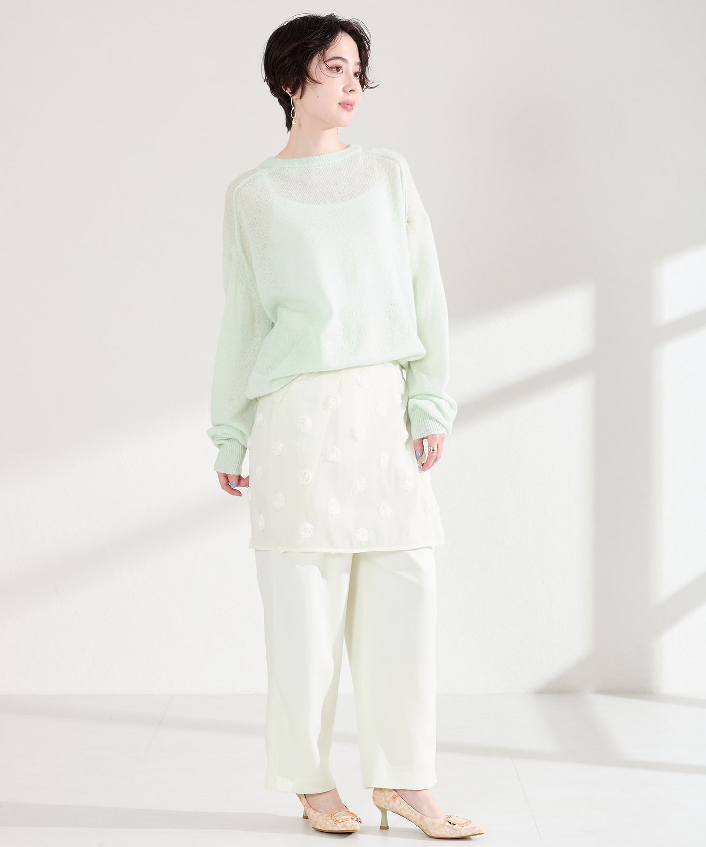 変形リボンモチーフヒールパンプス/61117