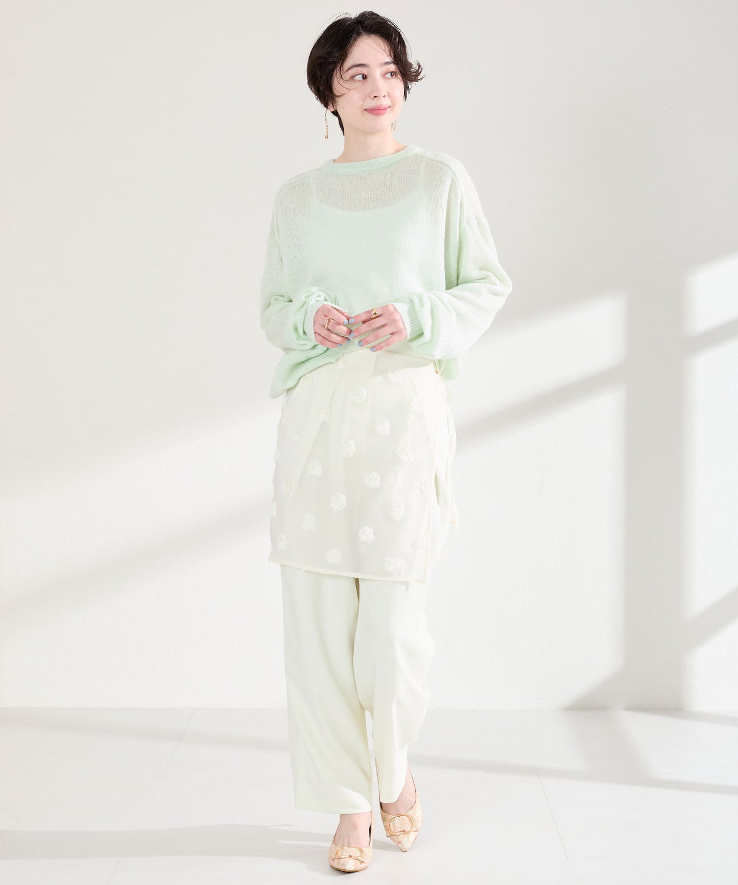 変形リボンモチーフヒールパンプス/61117