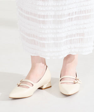 ダブルストラップポインテッドトゥパンプス/61118