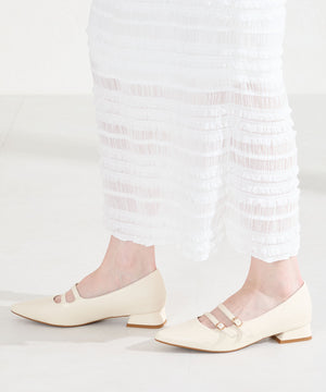 ダブルストラップポインテッドトゥパンプス/61118