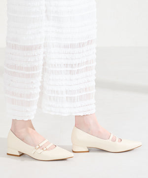 ダブルストラップポインテッドトゥパンプス/61118