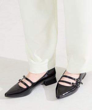 ダブルストラップポインテッドトゥパンプス/61118