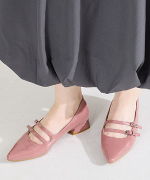 ダブルストラップポインテッドトゥパンプス/61118