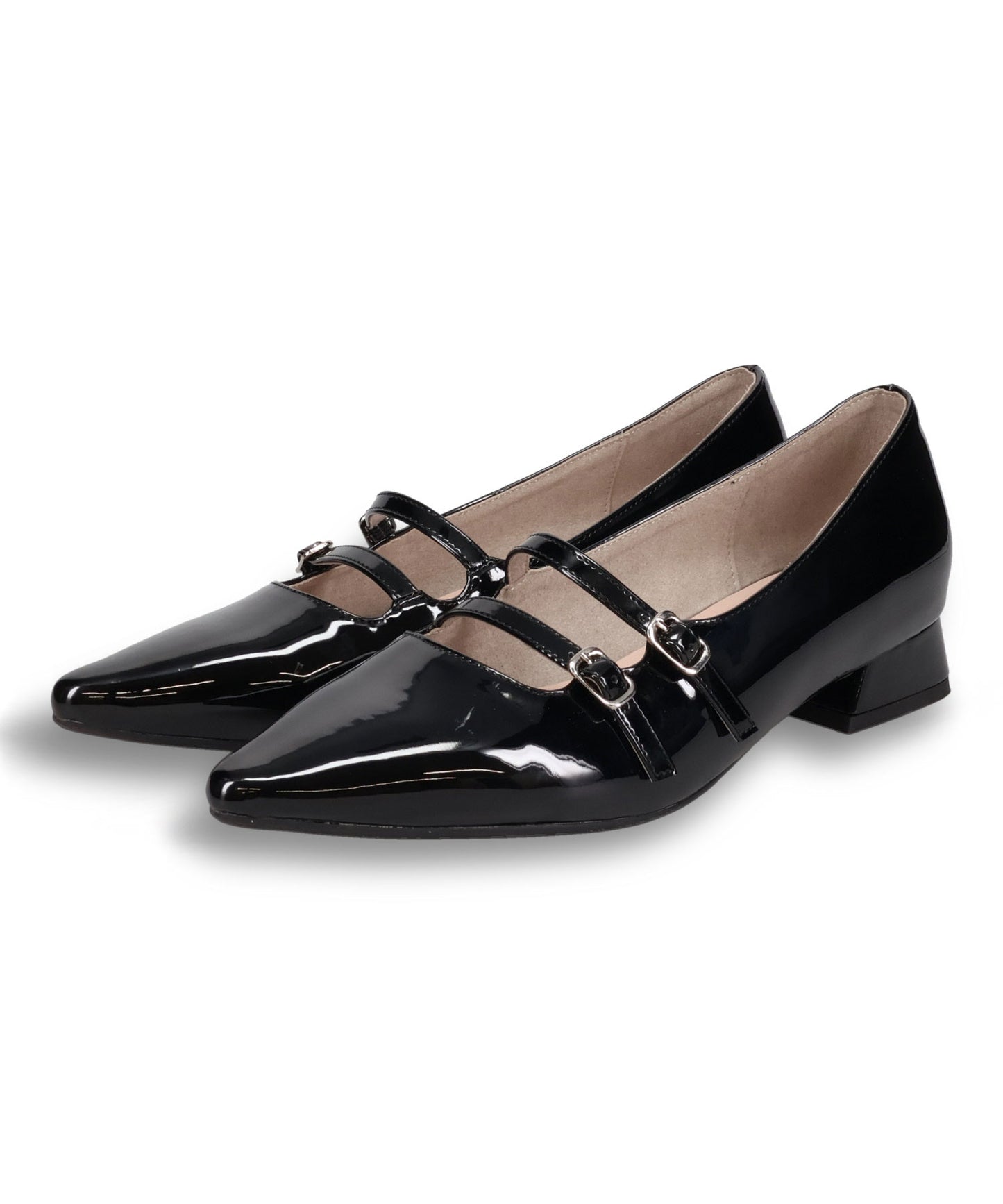 ダブルストラップポインテッドトゥパンプス/61118