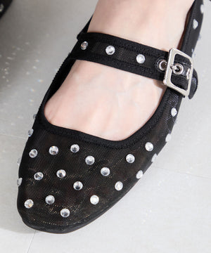 【WEB先行予約/3月下旬発売予定】ビジュー付きシアーメリージェーンパンプス/61120