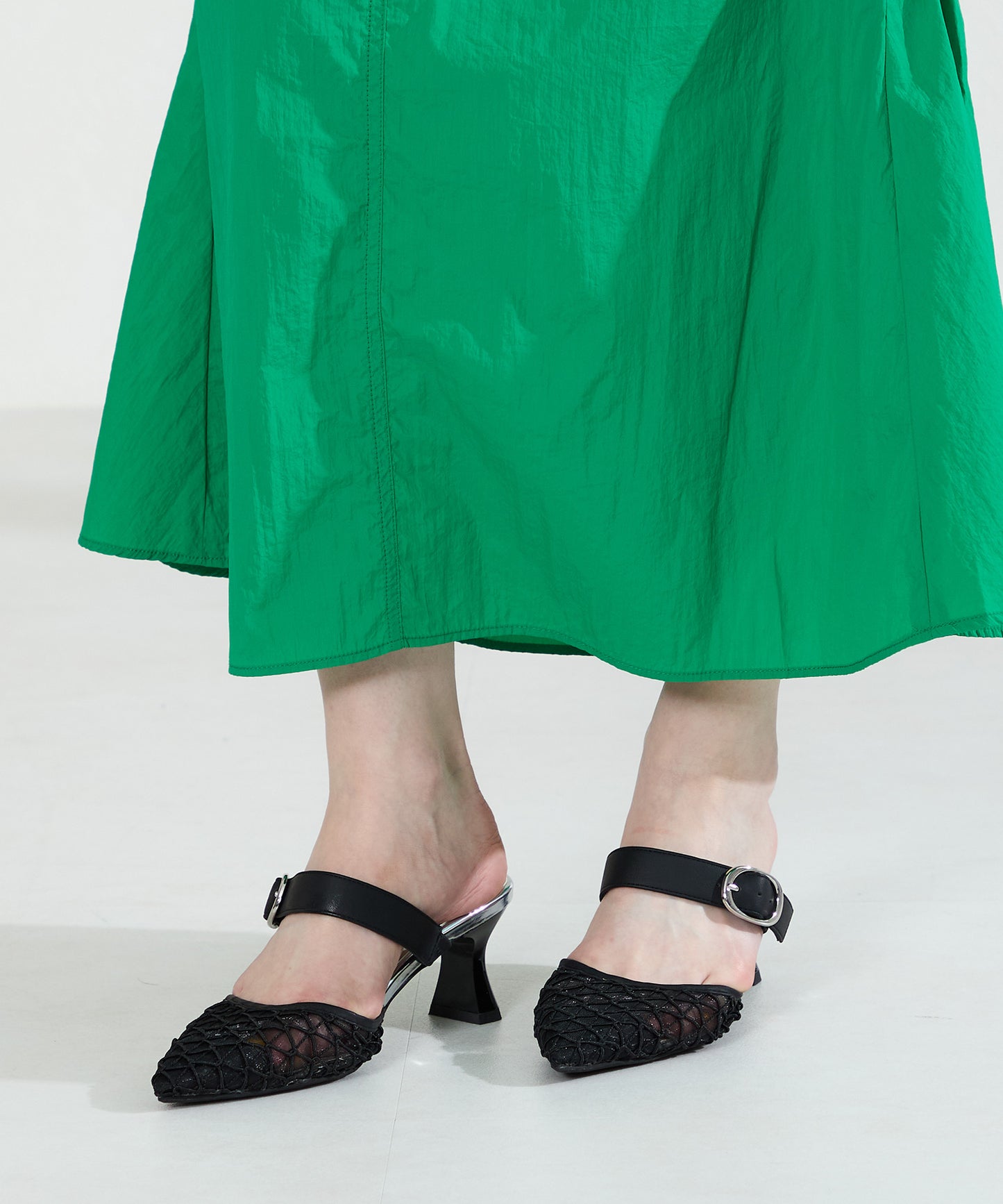 ゴールドバックルチュールミュールパンプス/61124