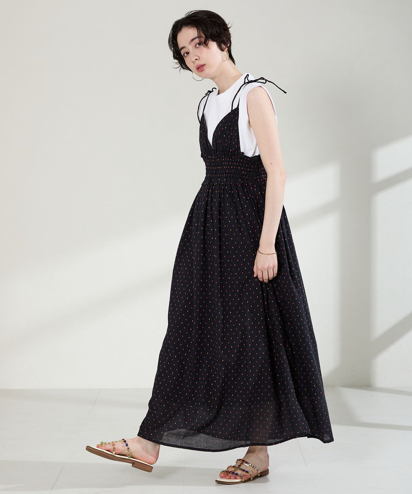 ビジュー付きPVCストラップサンダル/61204