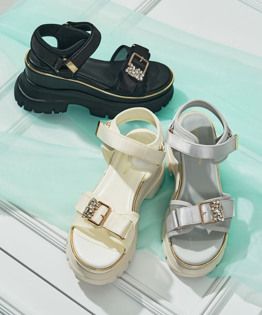 ビジューバックル厚底スポサン/61206